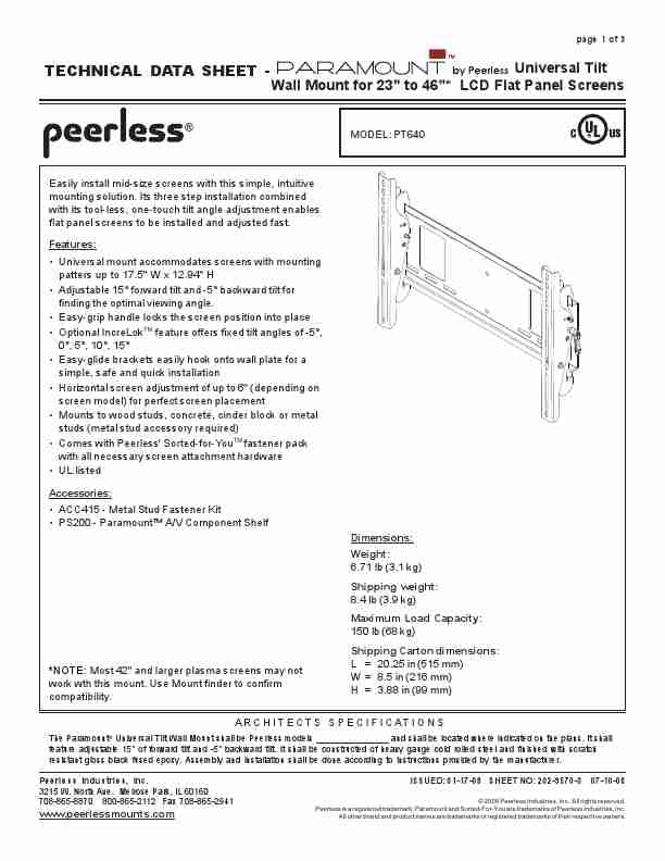 Peerless Industries TV Mount PT640-page_pdf